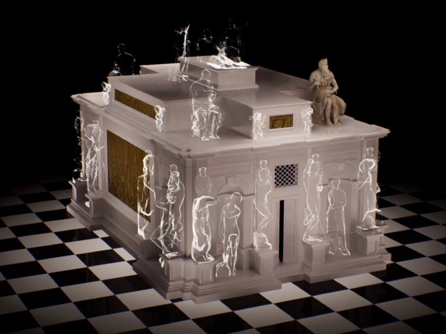 Cover image of the Sky project showing a 3D reproduction of one of the plans for the tomb of Julius II