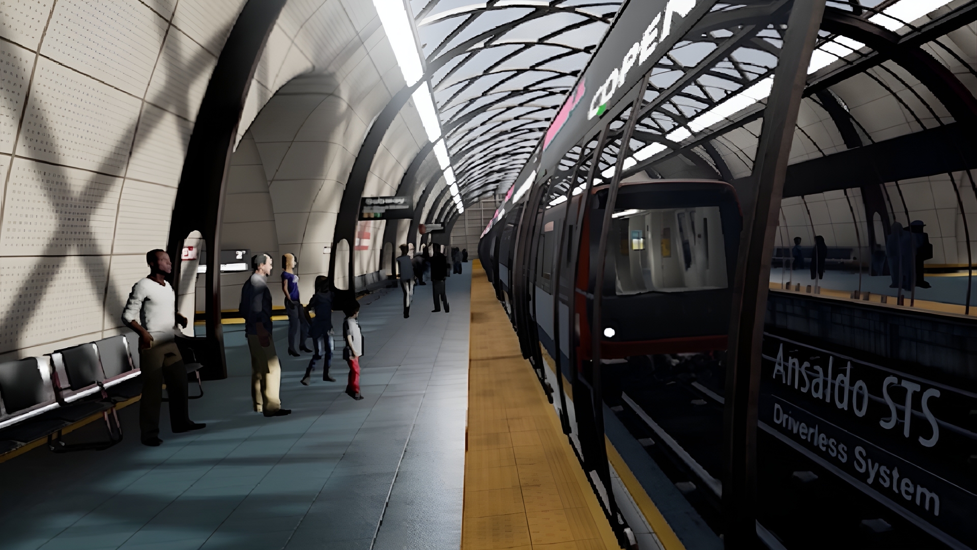 The underground platform in the "Ansaldo Driverless System" VR experience