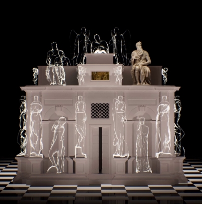 3D reproduction of one of the plans for the tomb of Julius II for the Sky documentari "Michelangelo-Santo e Peccatore"